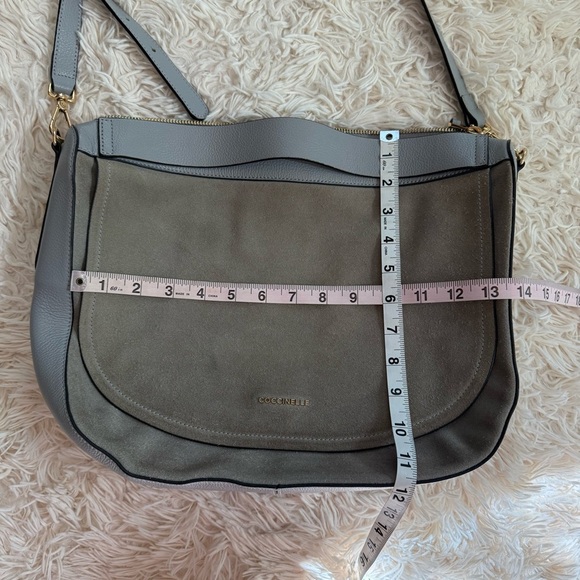 COCCINELLE Leather hobo CAMOSCIO LUNAR suede grey blue crossbody butter soft - Picture 6 of 13